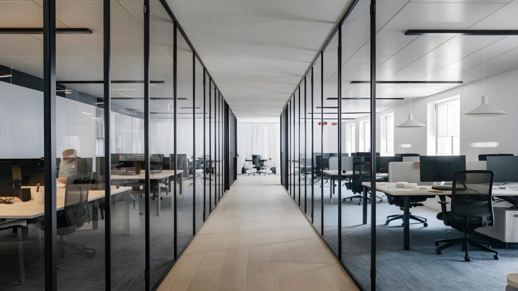 glass partition in an office