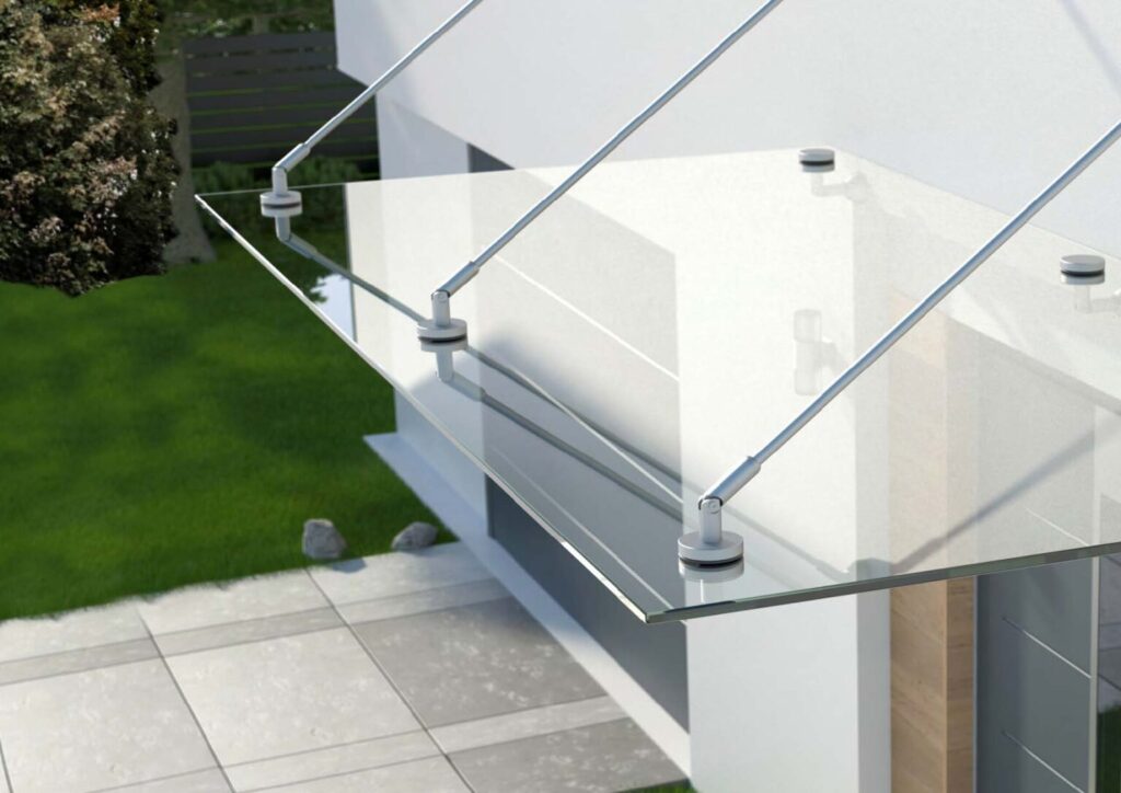 glass canopy above front door